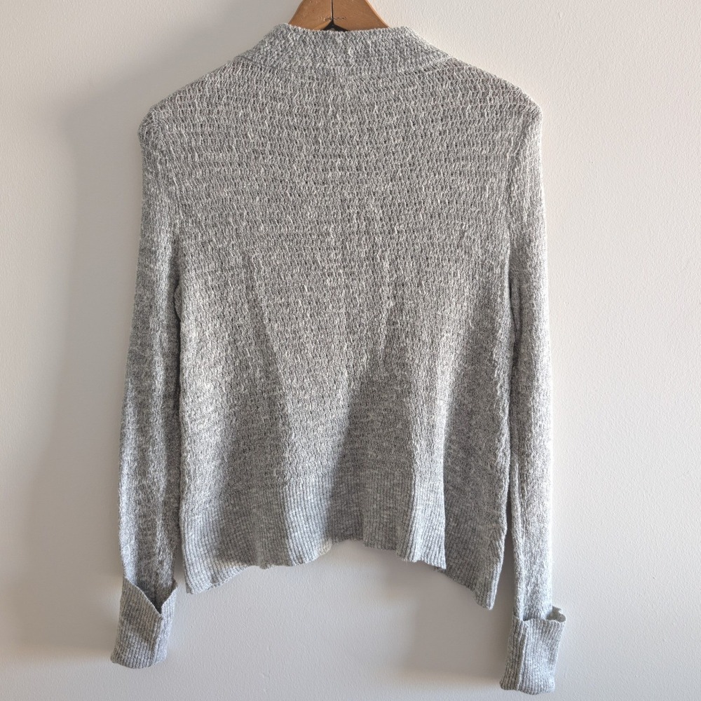 Free People Grey Marled Crossover Tulip Hem Mock Neck Sweater Womens XS - Picture 2 of 5